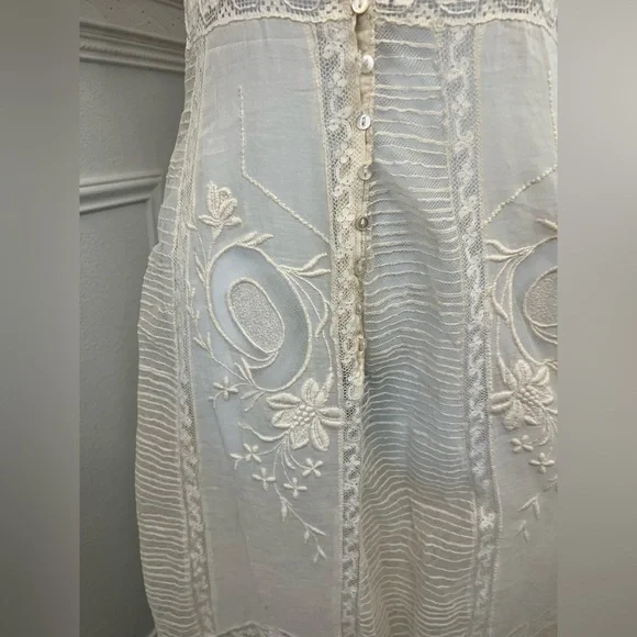 Antique Edwardian Lace Tea Dress 1900s Cotton Lawn Embroidered Bridal - Picture 4 of 14